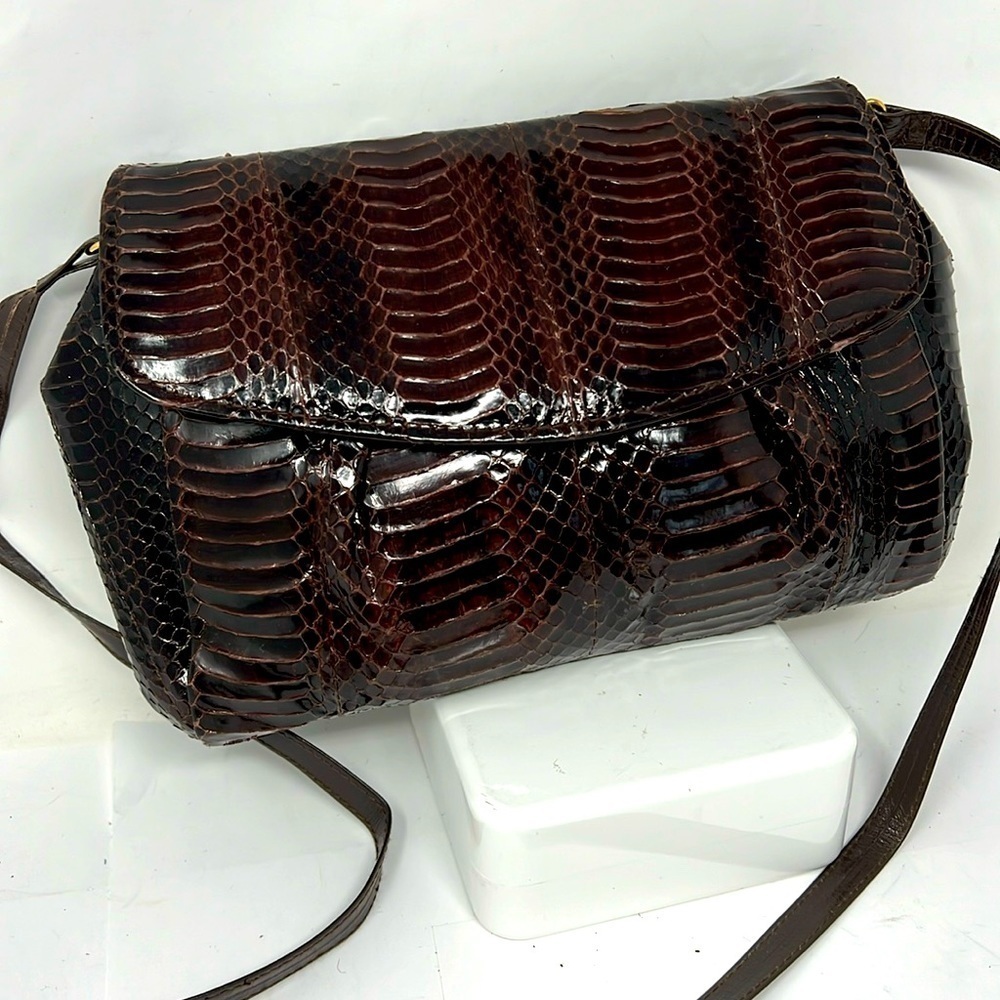 J Renee Brown Python Clutch Shoulder Bag - image 3